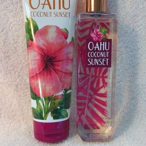 Bath & Body Works OAHU COCONUT SUNSET Body Cream & Fragrance Mist-8oz.